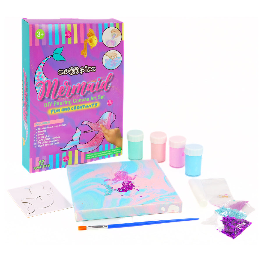 DIY Pouring Canvas Art Set -The Voyage of Mermaid
