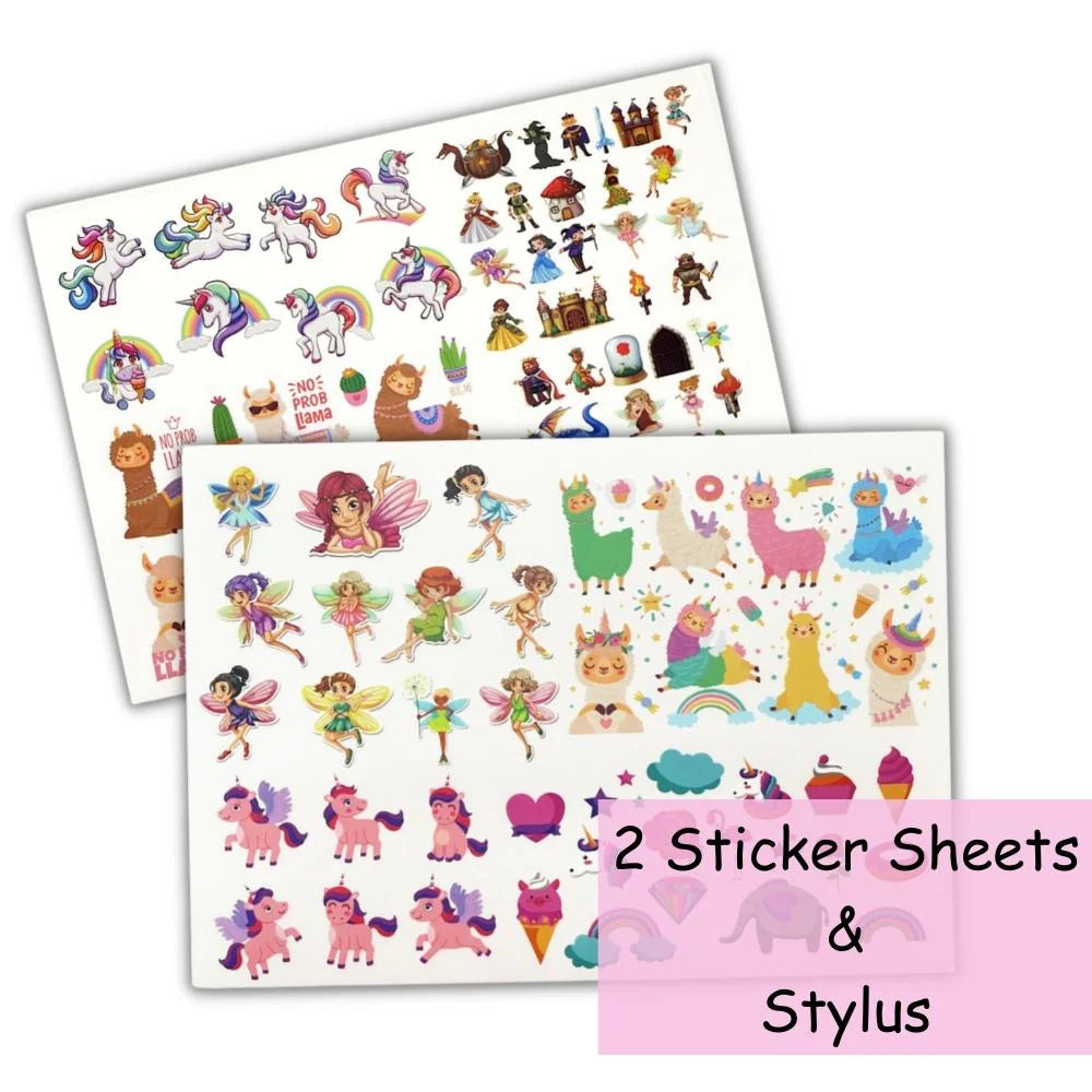 Scoo-Rub Stickers (Pink) | Transfer Sticker Set with 1 Stylus | Fairlyland | Dreamland | Desertland | 100+ Stickers | DIY Sticker Activities | Artistic Mini Box