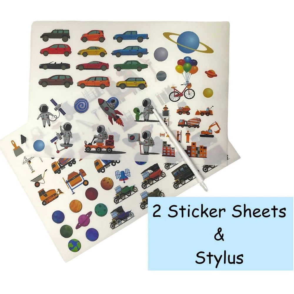 Scoo-Rub Stickers (Blue) | Transfer Sticker Set with 1 Stylus | My Starry World | My City & Roads | My Buildings & Monuments | 100+ Stickers | DIY Sticker Activities | Artistic Mini Box