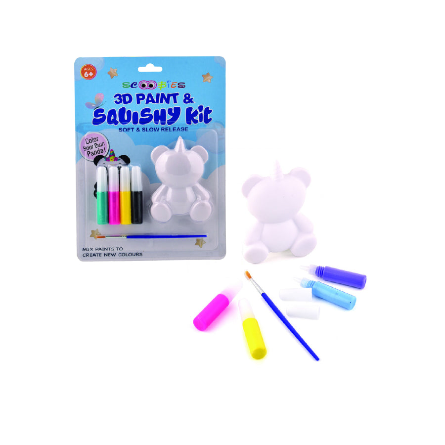 DIY Panda Squishy |  Reusable Art & Craft Kit | With Washable Markers & Paint Brush |  Stress Relief Joy Set