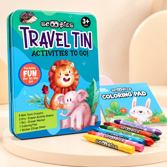 Wild Adventure Travel Tin – On-the-Go Fun & Creativity for Kids 3+ | Screen-Free, Reusable Activity Kit