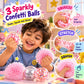 Scoobies Pop-a-fetti Balls: 3 Confetti Squishy + 1 Fuzzy Spiky Sensory Ball (Set of 4)| (Pink, Silver, Red & Multicolor) Stress Relief & Sensory Play | Shake, Squish & Shine | Sticky, Squishy & Sparkly Fun for Kids & Adults