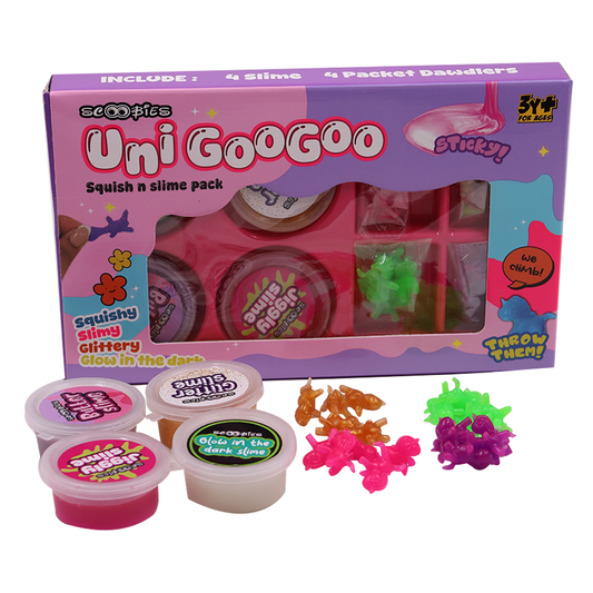 Uni GooGoo Slime Party (Pink) 4 Slimes + 20 Unicorn Dawdlers, Stretch, Squish & Decorate