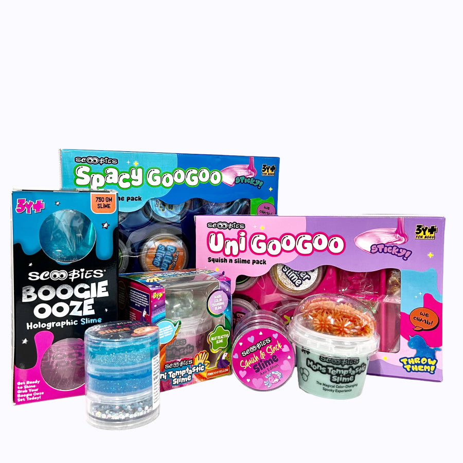 Uni GooGoo Slime Set (Pink) 4 Slimes + 20 Unicorn Dawdlers, |Stretch, Squish & Decorate