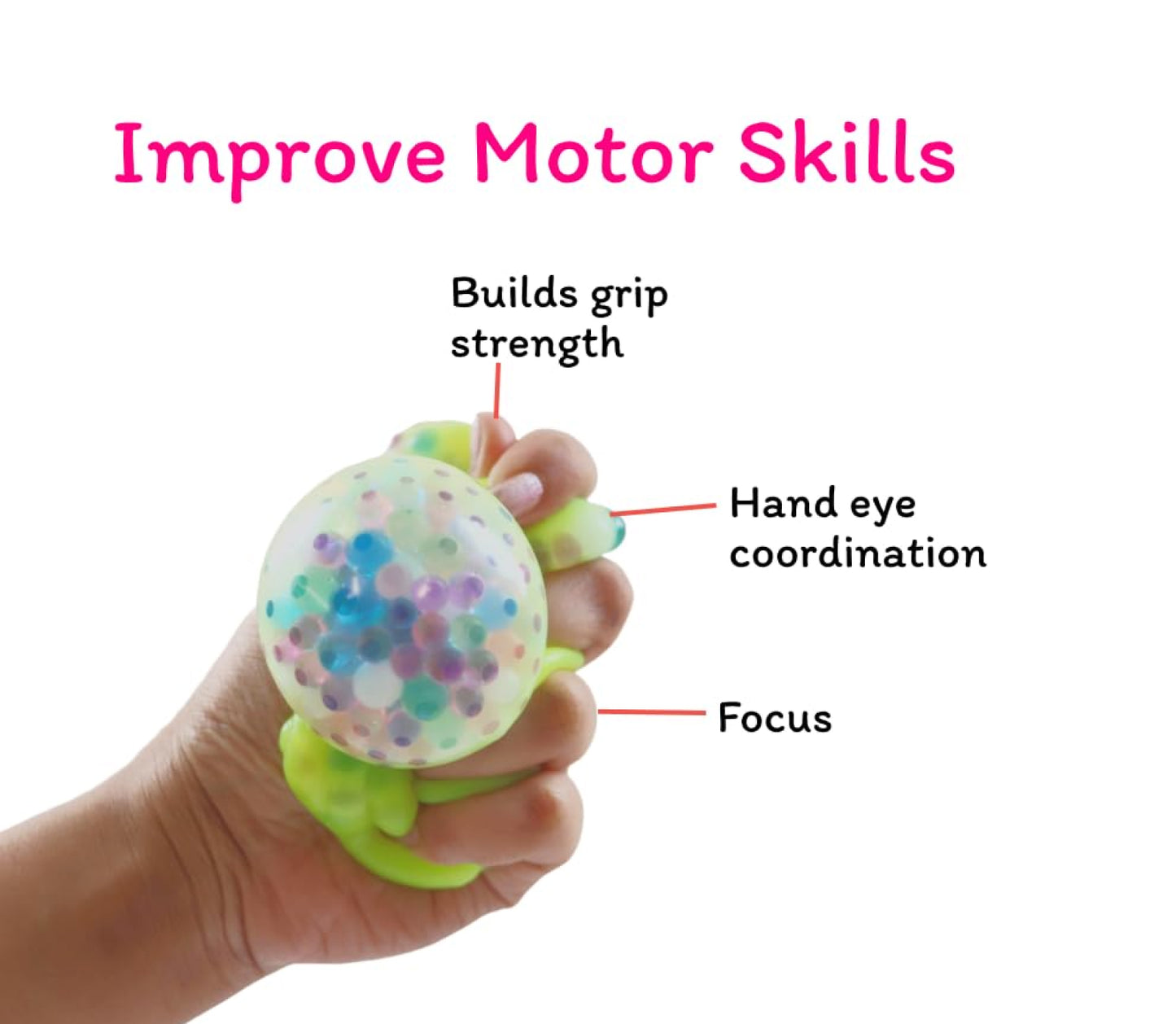 Beady Bear – Soft Squishy Stress Relief Toy for Kids | Sensory Fidget Toy with Beads | Safe Non-Toxic Material | Washable & Reusable | Portable Calm Toy for Boys & Girls (3+ Years)