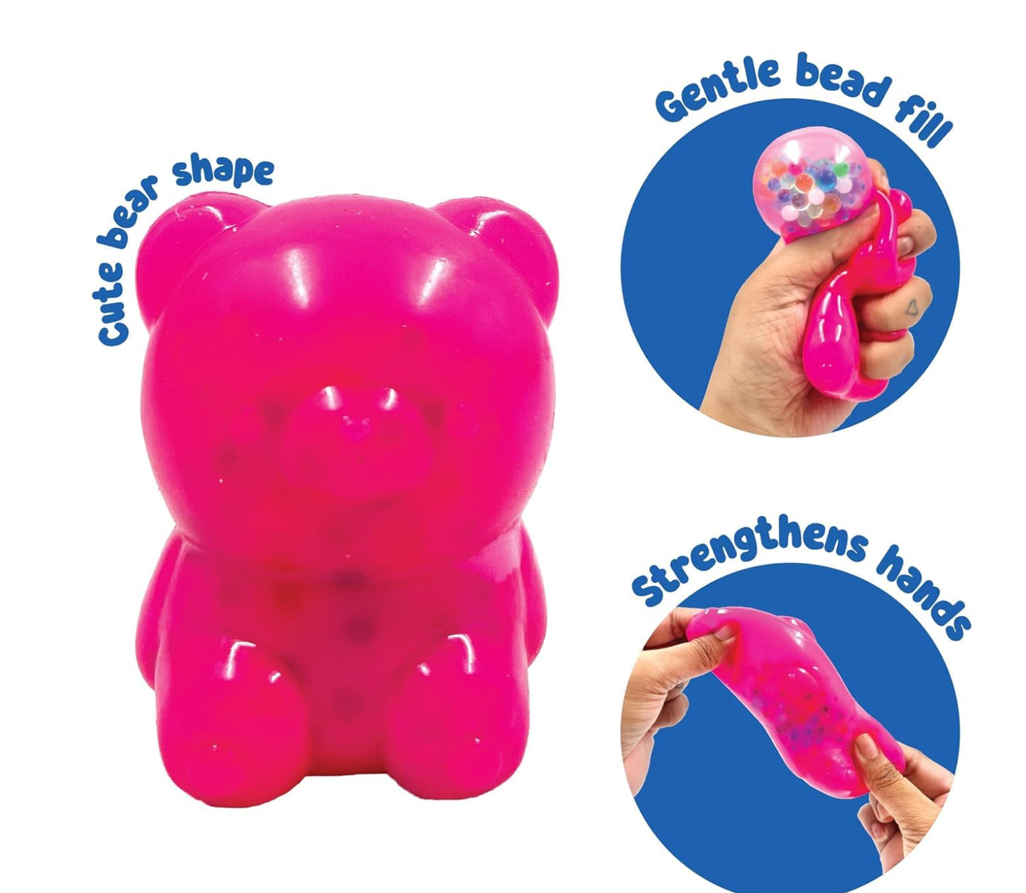 Beady Bear – Soft Squishy Stress Relief Toy for Kids | Sensory Fidget Toy with Beads | Safe Non-Toxic Material | Washable & Reusable | Portable Calm Toy for Boys & Girls (3+ Years)