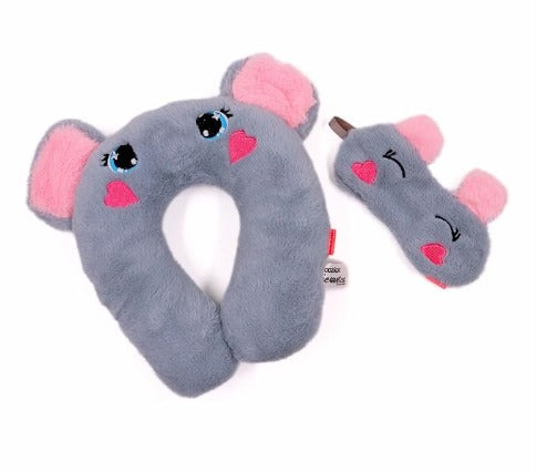 Elie Plush Neck Pillow and Eye Mask