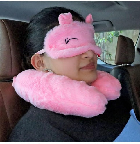 Peaches Plush Neck Pillow and Eye Mask