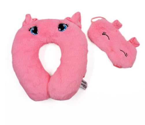 Peaches Plush Neck Pillow and Eye Mask