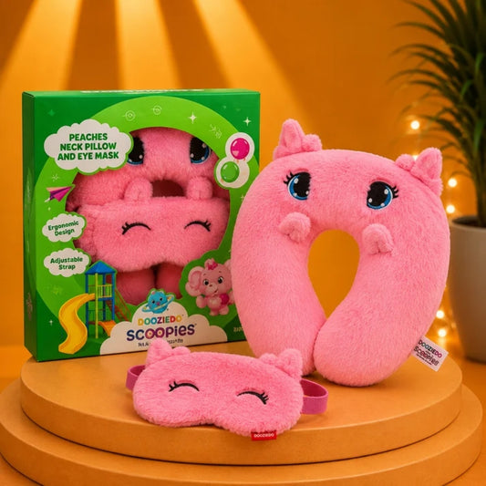 Peaches Plush Neck Pillow and Eye Mask
