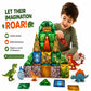 Scoobies Dinosaur Roaring Magnetic Tiles, 40 PCS Building Set for Kids | Dino-Themed Magnetic Construction Toy with Dinosaur Figures, Volcano & Jungle Pieces | STEM Creative Play | Ages 3+