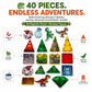 Scoobies Dinosaur Roaring Magnetic Tiles, 40 PCS Building Set for Kids | Dino-Themed Magnetic Construction Toy with Dinosaur Figures, Volcano & Jungle Pieces | STEM Creative Play | Ages 3+