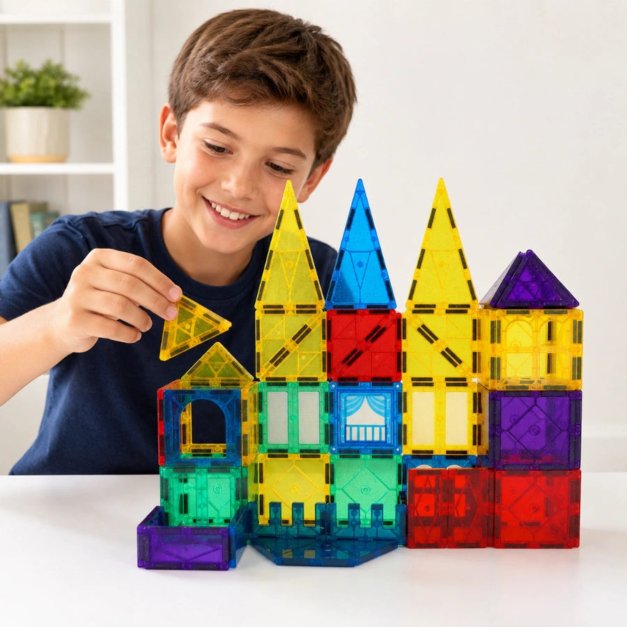 Scoobies Dinosaur Roaring Magnetic Tiles, 40 PCS Building Set for Kids | Dino-Themed Magnetic Construction Toy with Dinosaur Figures, Volcano & Jungle Pieces | STEM Creative Play | Ages 3+