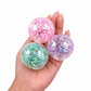 Scoobies Bing-a-fetti Balls: 3 Bingsu Bead Squishy Balls + 1 Large Puffer Sensory Ball (Set of 4) (Pink, Purple, Green & White) | Stress Relief & Sensory Play | Squeeze, Squish & Pop | Sparkly Fidget Fun for Kids & Adults
