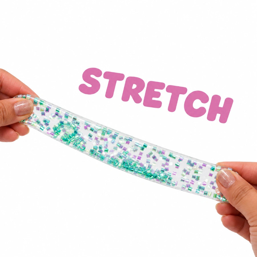 Scoobies Bing-a-fetti Balls: 3 Bingsu Bead Squishy Balls + 1 Large Puffer Sensory Ball (Set of 4) (Pink, Purple, Green & White) | Stress Relief & Sensory Play | Squeeze, Squish & Pop | Sparkly Fidget Fun for Kids & Adults