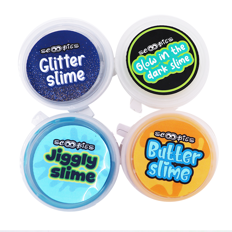 Spacy GooGoo Slime Set (Pack of 4) – Glow, Glitter, Jiggly & Butter Slime with 20 Spooky Wall Crawlers, Sensory Play Toy for Kids (3+ Years)