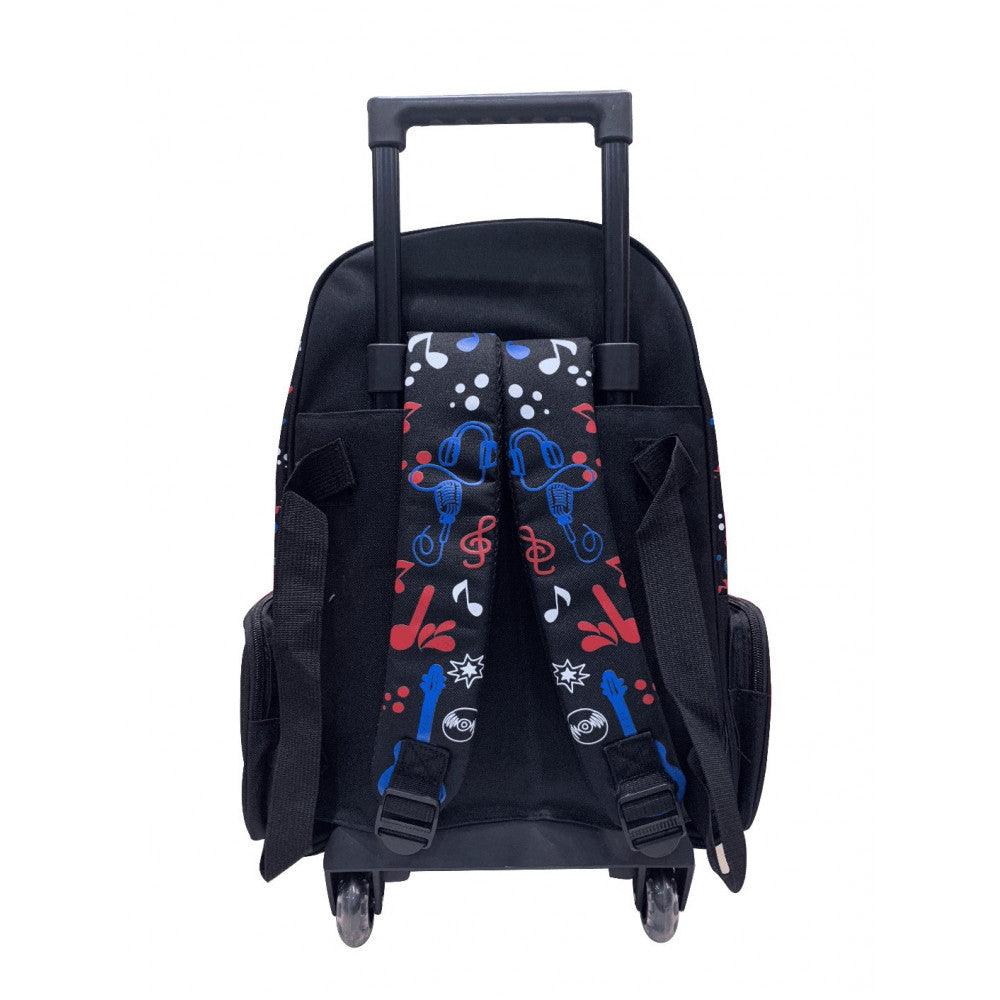 Boys trolley Bag |  With Lighted Wheels | Scented Zippers |  Rockstar-Music Print |   Multi-Use Bag - Scoobies