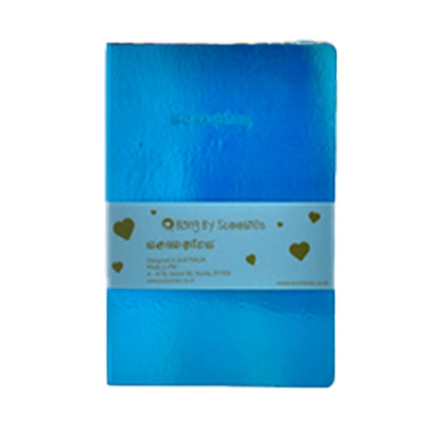 Bling by Scoobies Gleemy Bombshell Diary  | With Elastic Closure | A5 Diary with 80 Pages  | 3D Shiny Blue Holographic Print
