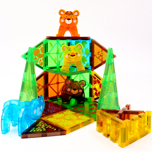Jungle Mania Magnetic Play Set | 27 Piece Set | With Animals & Stickers | Create Your DIY Jungle