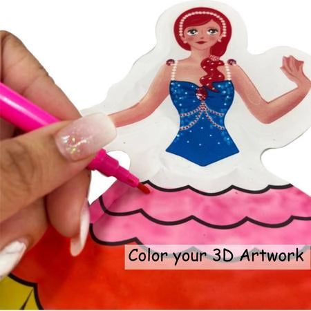 3D Colouring  |  3D Princess Chelsa  |  With 5 Markers   |  Reusable Inflatable Toy