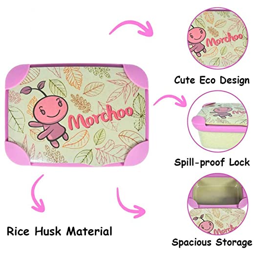 Eco-Friendly Lunchbox Girls  | Rice Husk Material  | Cute Pink Design