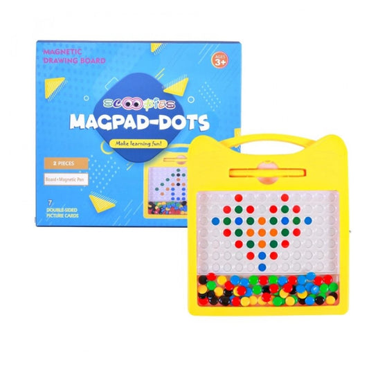 Magpad Dots  | Includes 7 Double-Sided Picture Cards |  With Magnetic Stylus  | Audible Click Sound  | Early Writing Lesson Tool