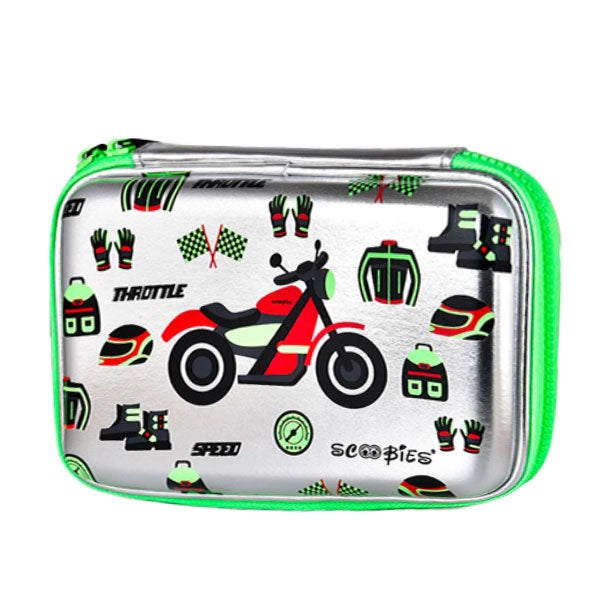 Scoo-Racing Pencil Case | Sassy Design | Vibrant Colours | Shiny Metallic Print