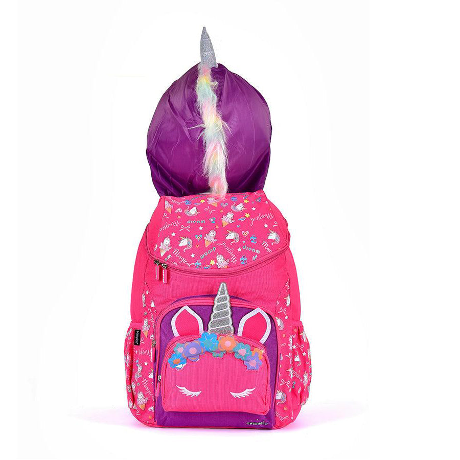 Hoodie Unicorn Character Jr Backpack | With Pullout Hoodie |  Pretty Pink Colour |  Cute Unicorn Design