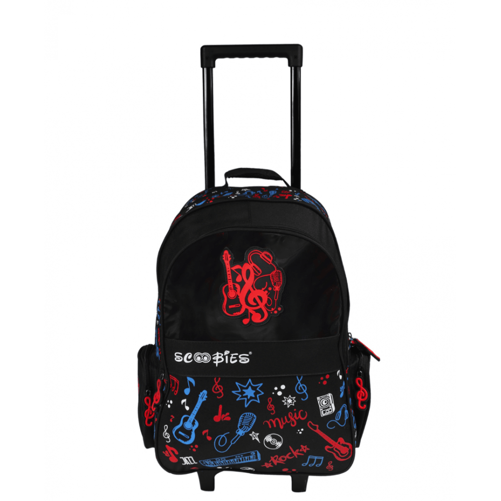 Boys trolley Bag |  With Lighted Wheels | Scented Zippers |  Rockstar-Music Print |   Multi-Use Bag - Scoobies