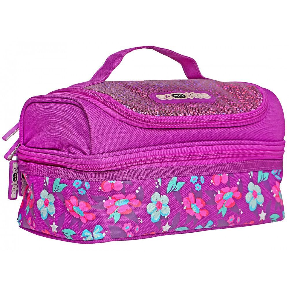 Flowery Babe Lunchbag | Insulated | Dazzling Colours |  Sparkly Sequined  | Applique badge work - Scoobies