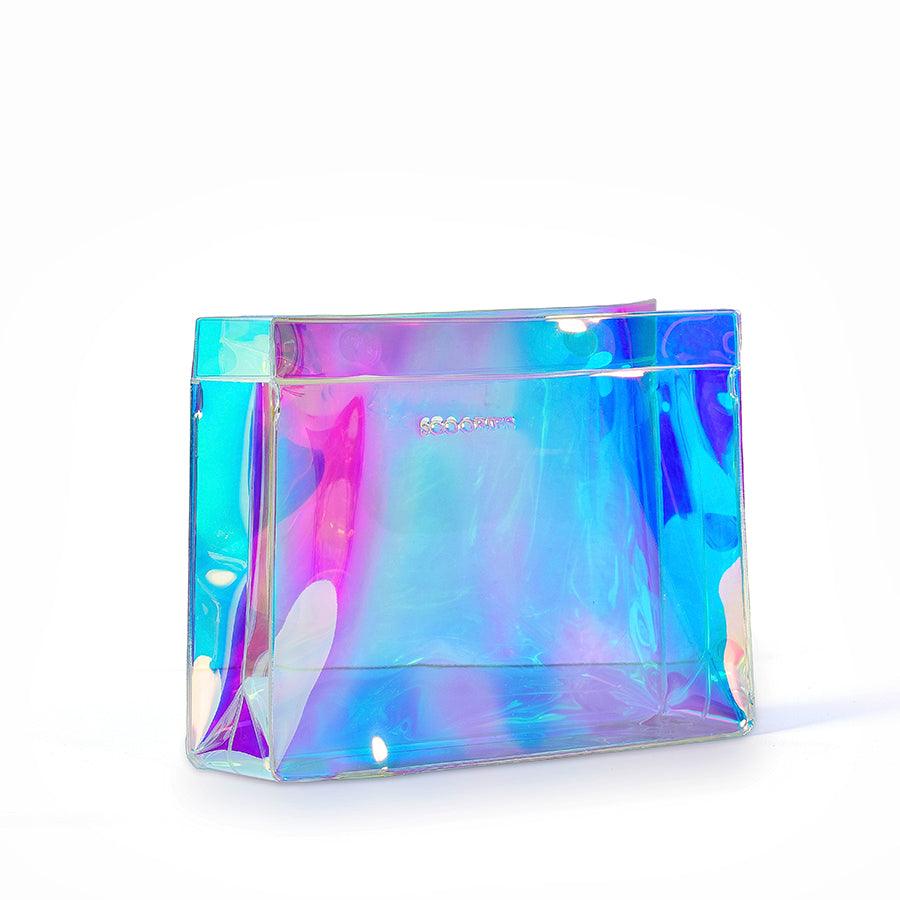 Bling By Scoobies Bombshell Make Up Pouch |  Transparent Holographic Design | With Plastic Snap Button Closure - Scoobies