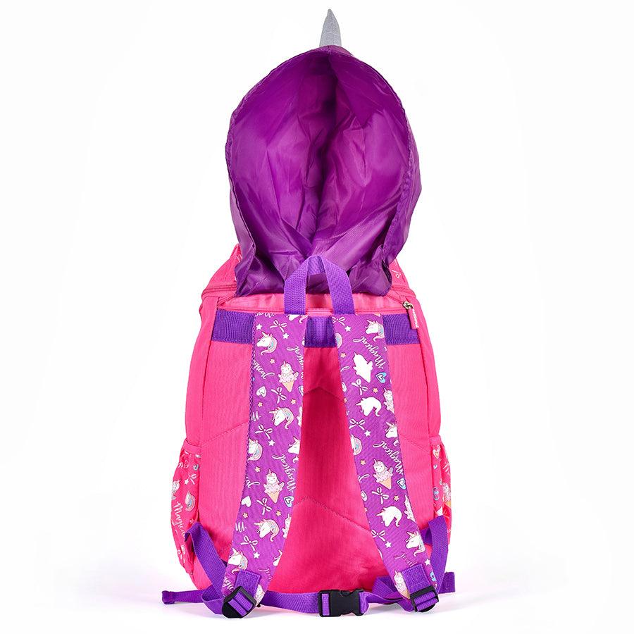 Hoodie Unicorn Character Jr Backpack | With Pullout Hoodie |  Pretty Pink Colour |  Cute Unicorn Design - Scoobies