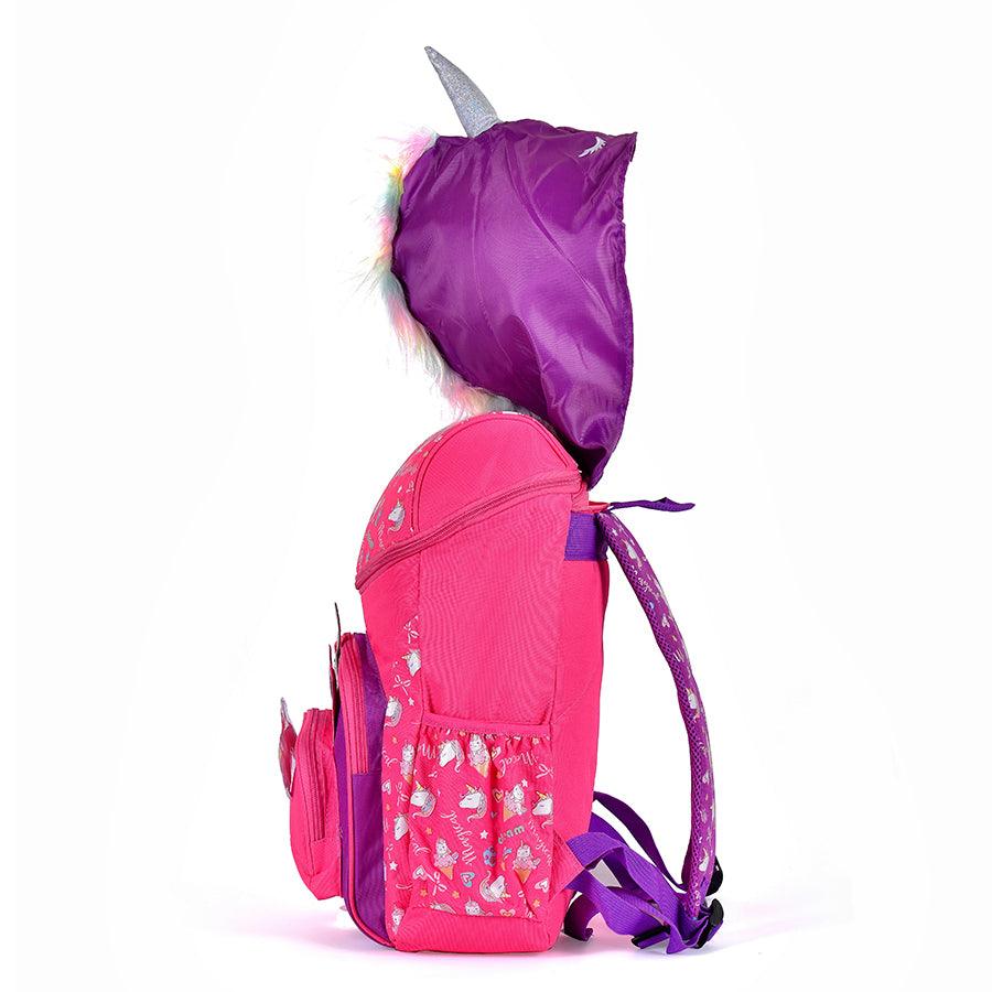 Hoodie Unicorn Character Jr Backpack | With Pullout Hoodie |  Pretty Pink Colour |  Cute Unicorn Design - Scoobies