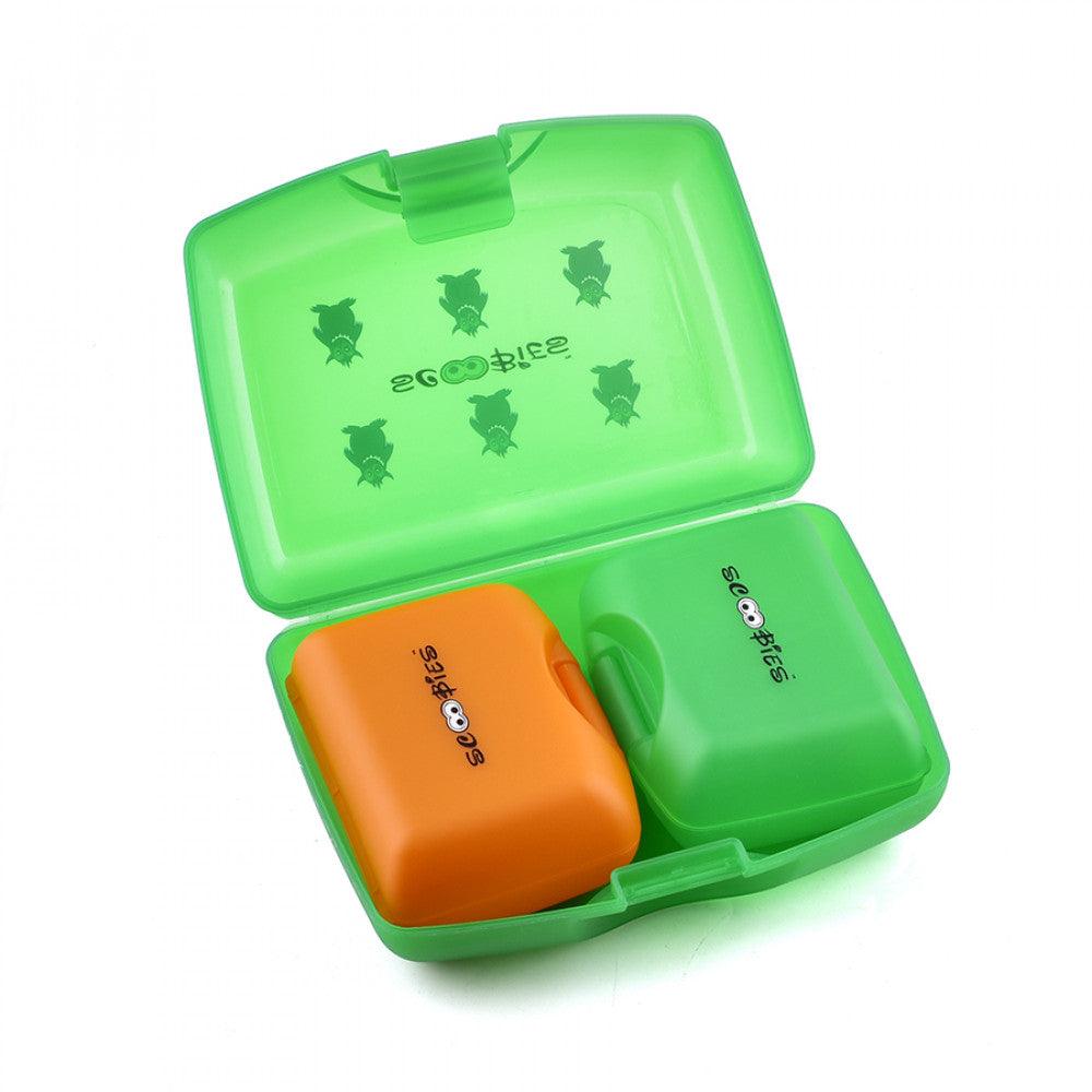 Footy Lunch Box | With 2 Removable Containers | Wacky Dino Print | Insulated Green - Scoobies