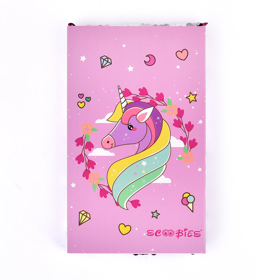 Sequins Unicorn Diary Gift Set  | With 2 Sticker Sheets & 3 Marker Pens  |  Colour Changing Reversible A5 Size Diary | Best Girls' Return Gift