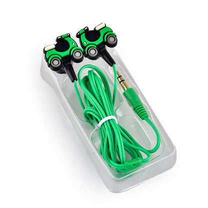 Scooter Charm Earbuds  | Ear Wired Earphones | Frisky Green Scooter Design | 3.5 mm Jack  | Tangle Free Cable