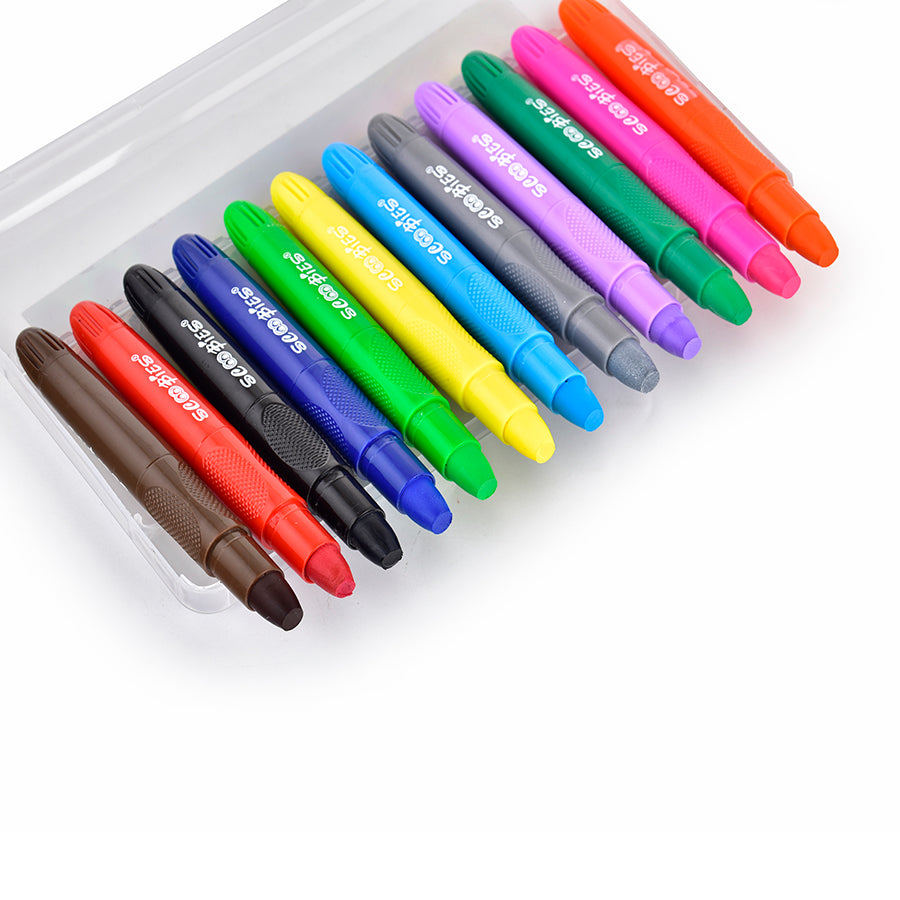 Silk Crayons | Water Soluble | 12 Vibrant Shades | Safe & Skin Friendly | Matt Finish