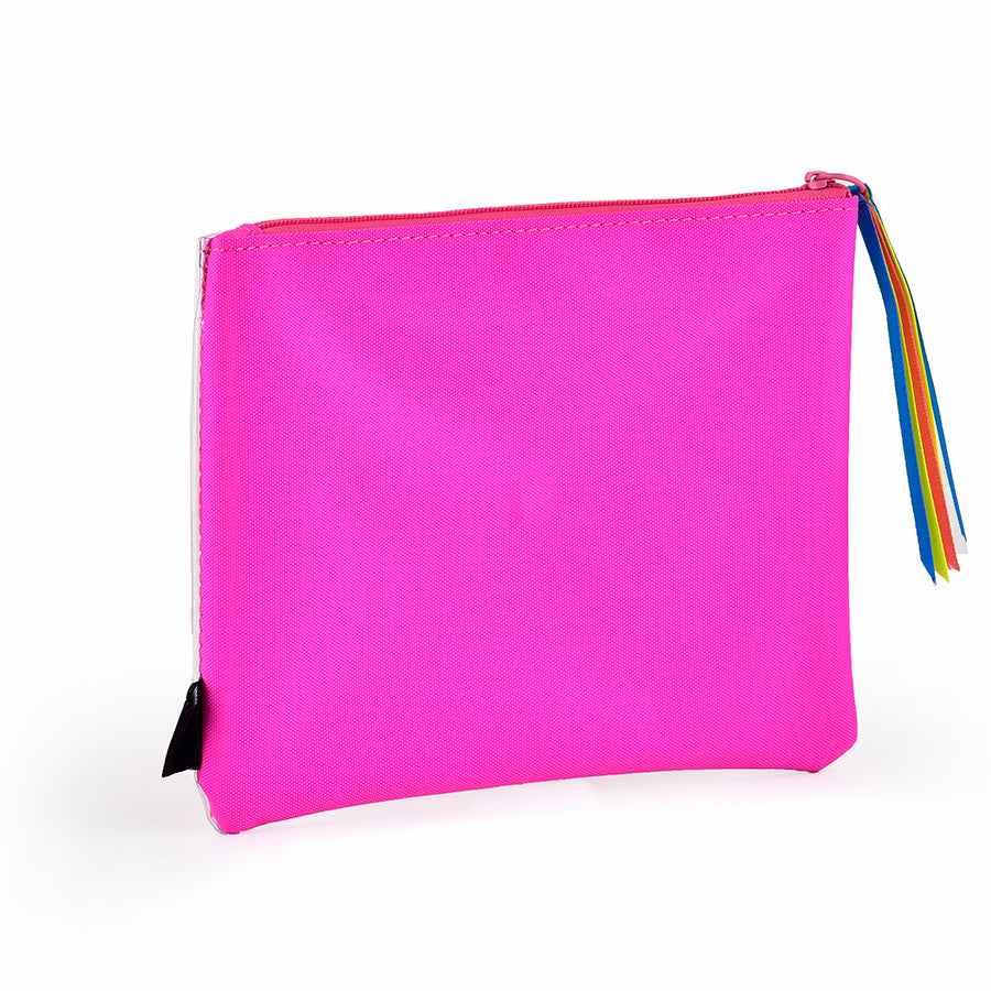 Rainbow Pencil Case Cum Multi-Use Pouch | With Ribbon Zipper | Beautiful  Rainbow Transparent Front | Holographic Shiny Print