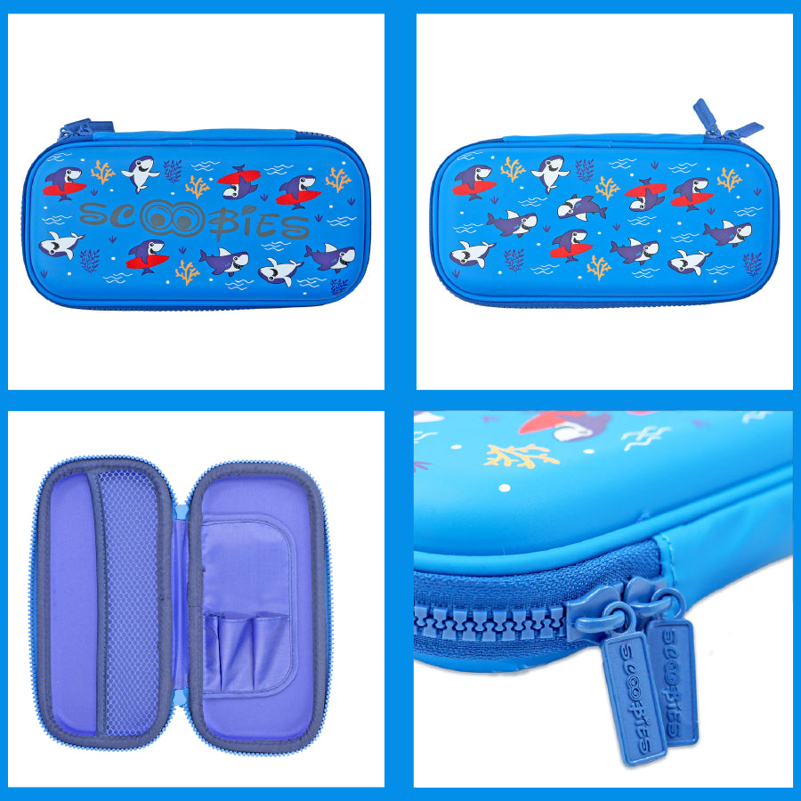 Glow-in-the-Dark Pencil Case (Planet Shark) | Premium EVA Quality | With Separate Stationery Slot | Multi-Use Pouch