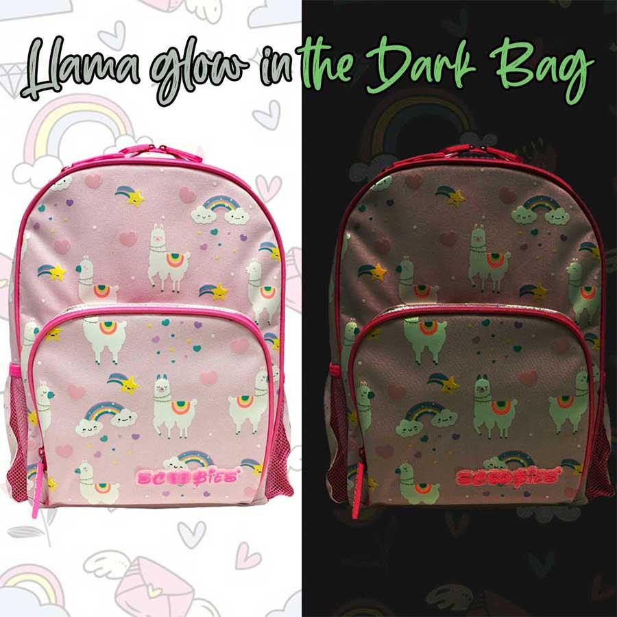 Llama Glow In The Dark Bag  |  Inimitable Design |  Llama Print  | Prink Pink Colour - Scoobies