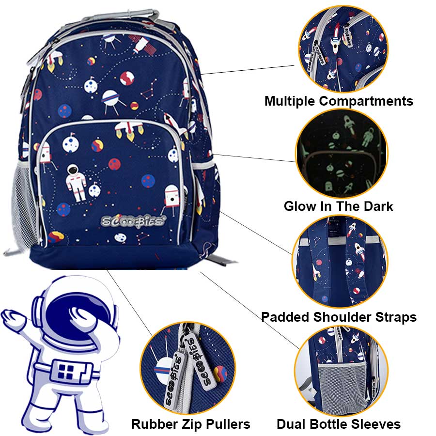 Space Glow In The Dark Bag  |  Space Print  |  Trendy Design  |  Peppy Blue