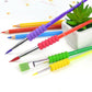 Soft Grip Paint Brush |  Set of 4 (Multicolour) |  With Removable Grippers  |  Flat Brush with Fluted Handle  |  Artist Tools
