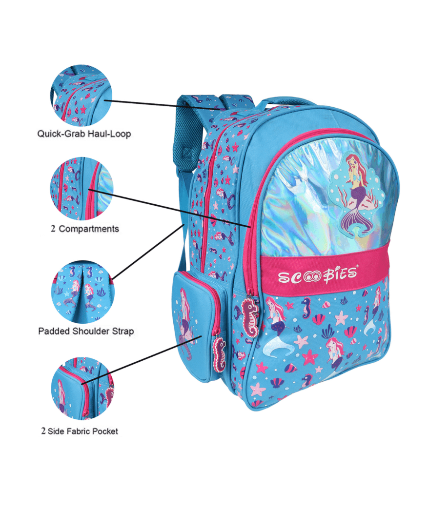 Girls trolley Bag |  With Lighted Wheels | Scented Zippers |  Mermaid Girlie Print |   Multi-Use Bag - Scoobies