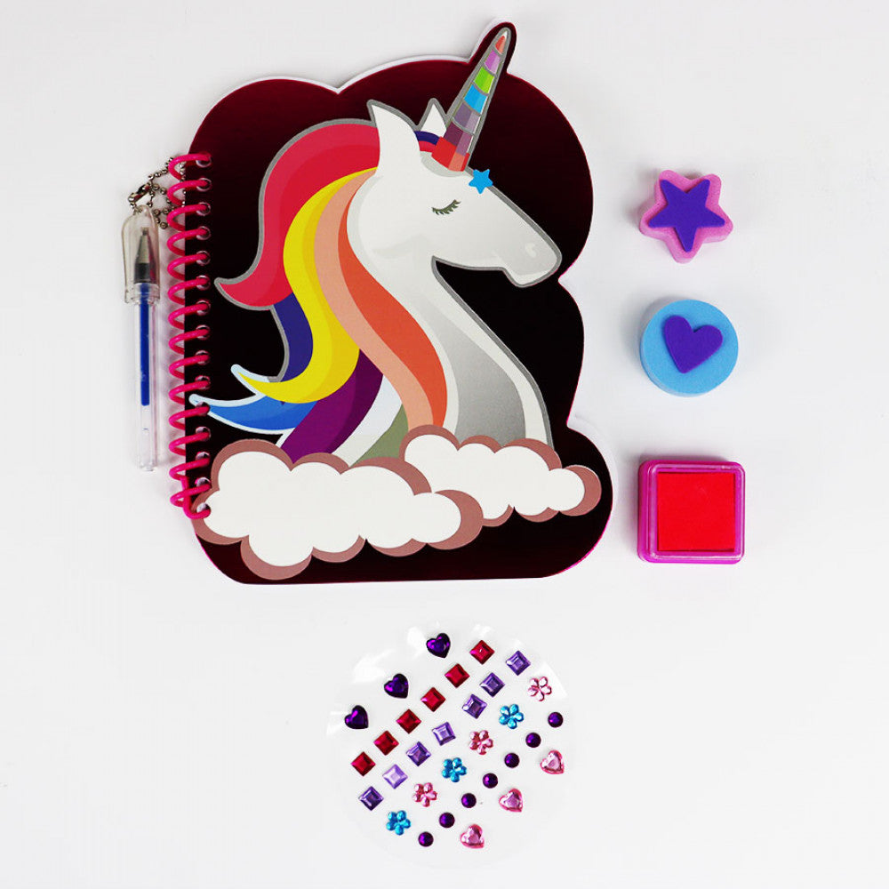 Pink Unicorn Gift Set |  With Attached Hangable Pen |  Cool Stickers |  Glitter Beads |  Cutesy Stamps |  Ideal Return Gift