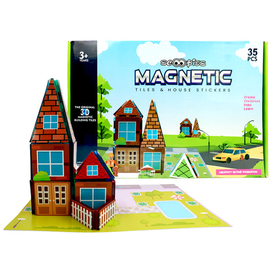 PLAYVIBE 60 PCS 3D Magnetic Blocks Tiles - Magnetic Tiles Toy India