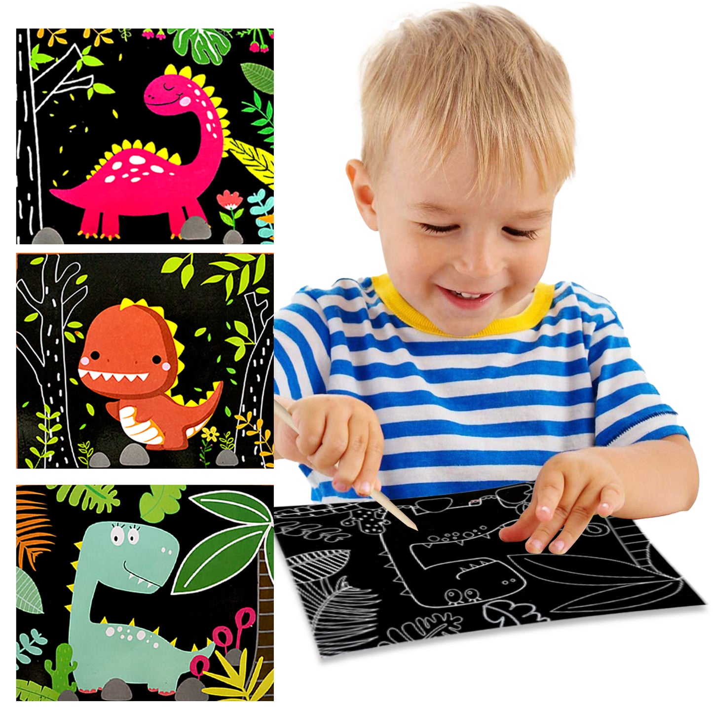 Scratch Cards - Dinosour Theme | With Activity Sheet | Ideal DIY Craft