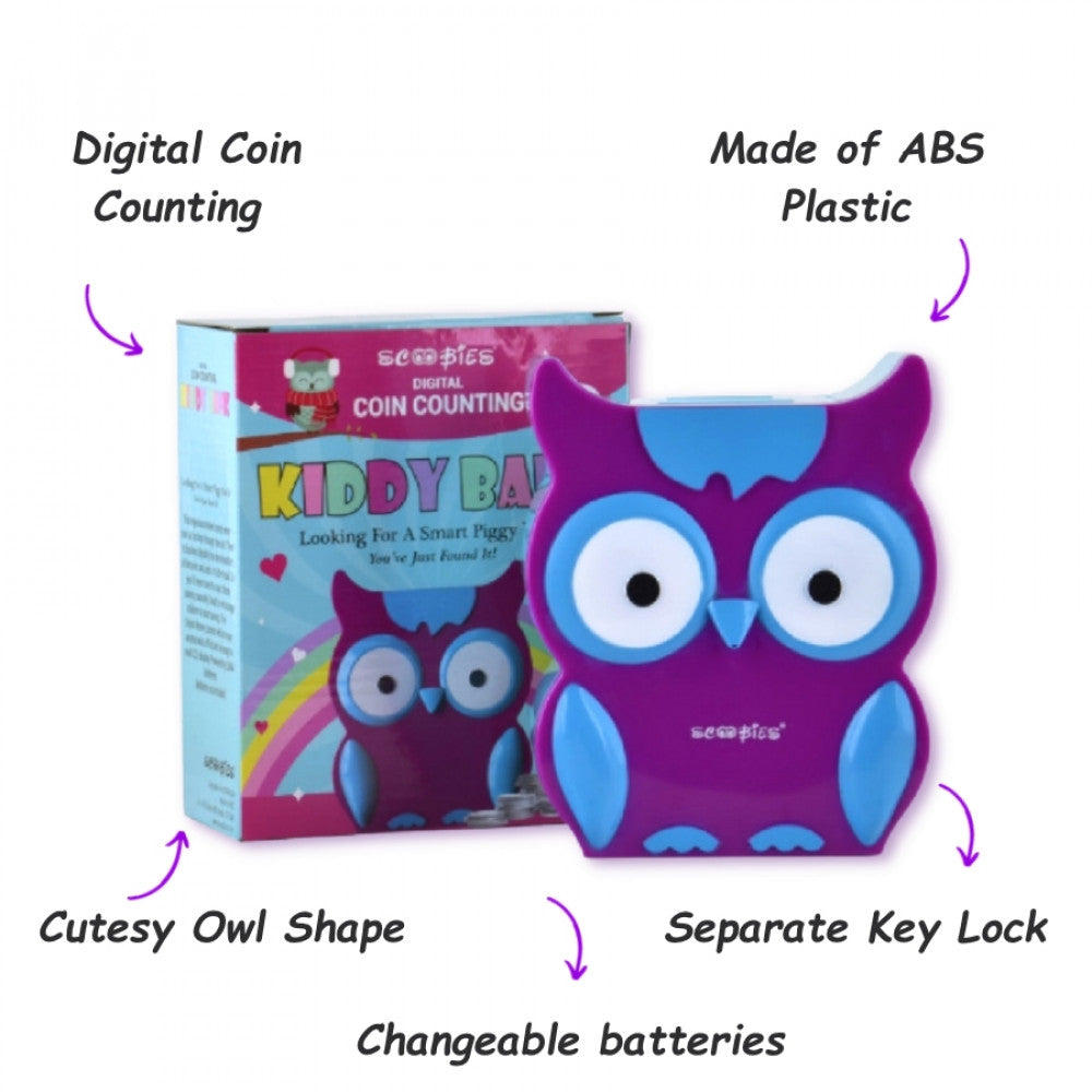 Owl Piggy Bank |  With Automatic Coin Counting  | LED Display Screen |  Cute Owl Shape |  Key Lock