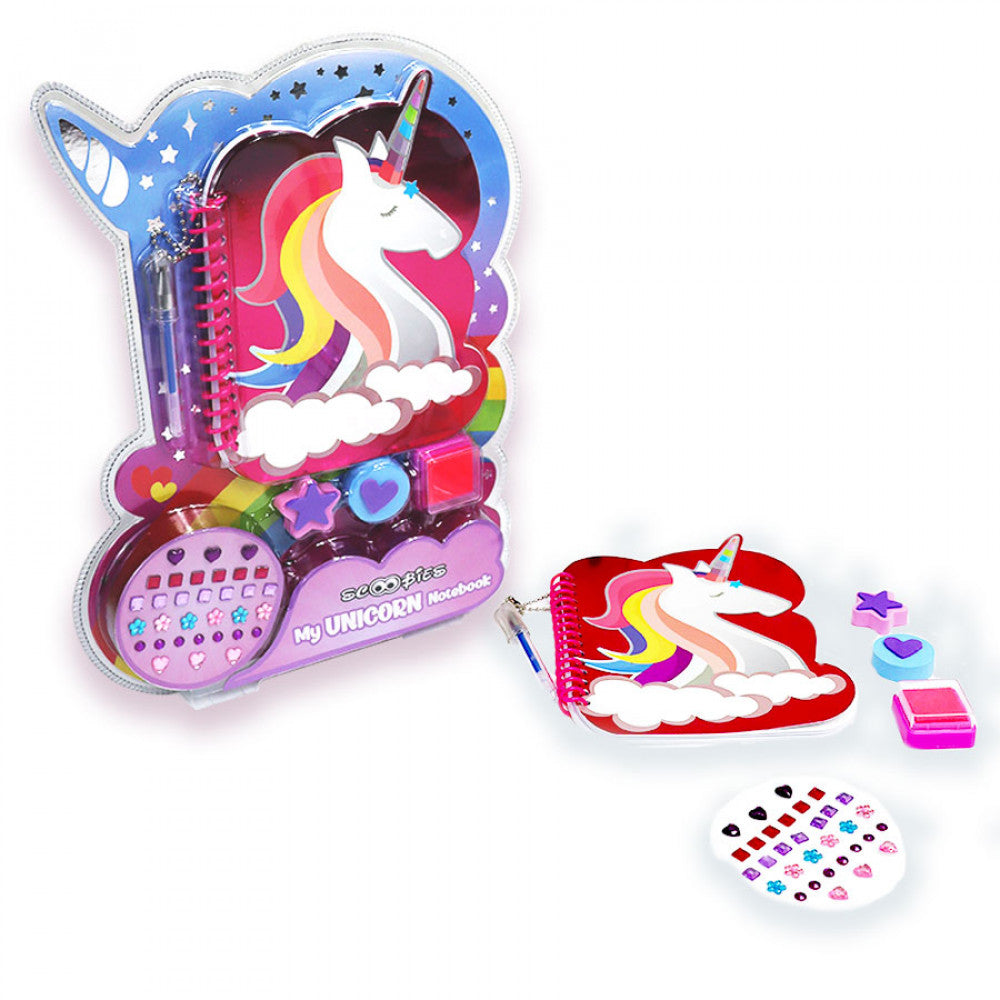Pink Unicorn Gift Set |  With Attached Hangable Pen |  Cool Stickers |  Glitter Beads |  Cutesy Stamps |  Ideal Return Gift