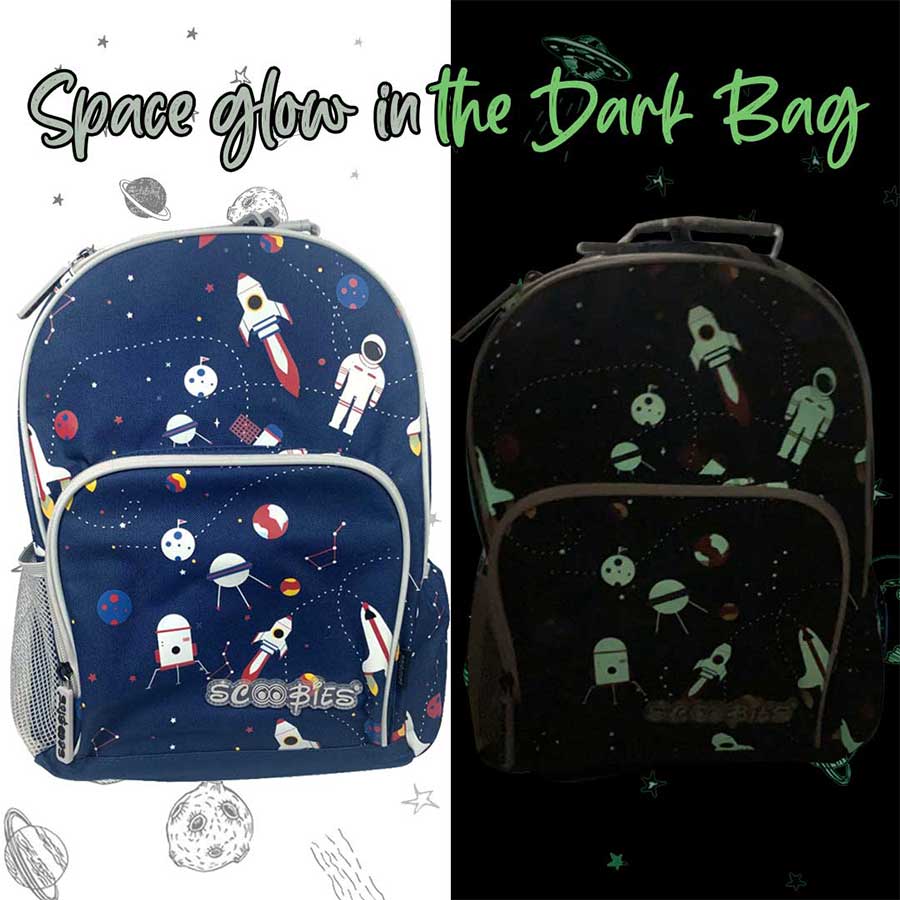 Space Glow In The Dark Bag  |  Space Print  |  Trendy Design  |  Peppy Blue