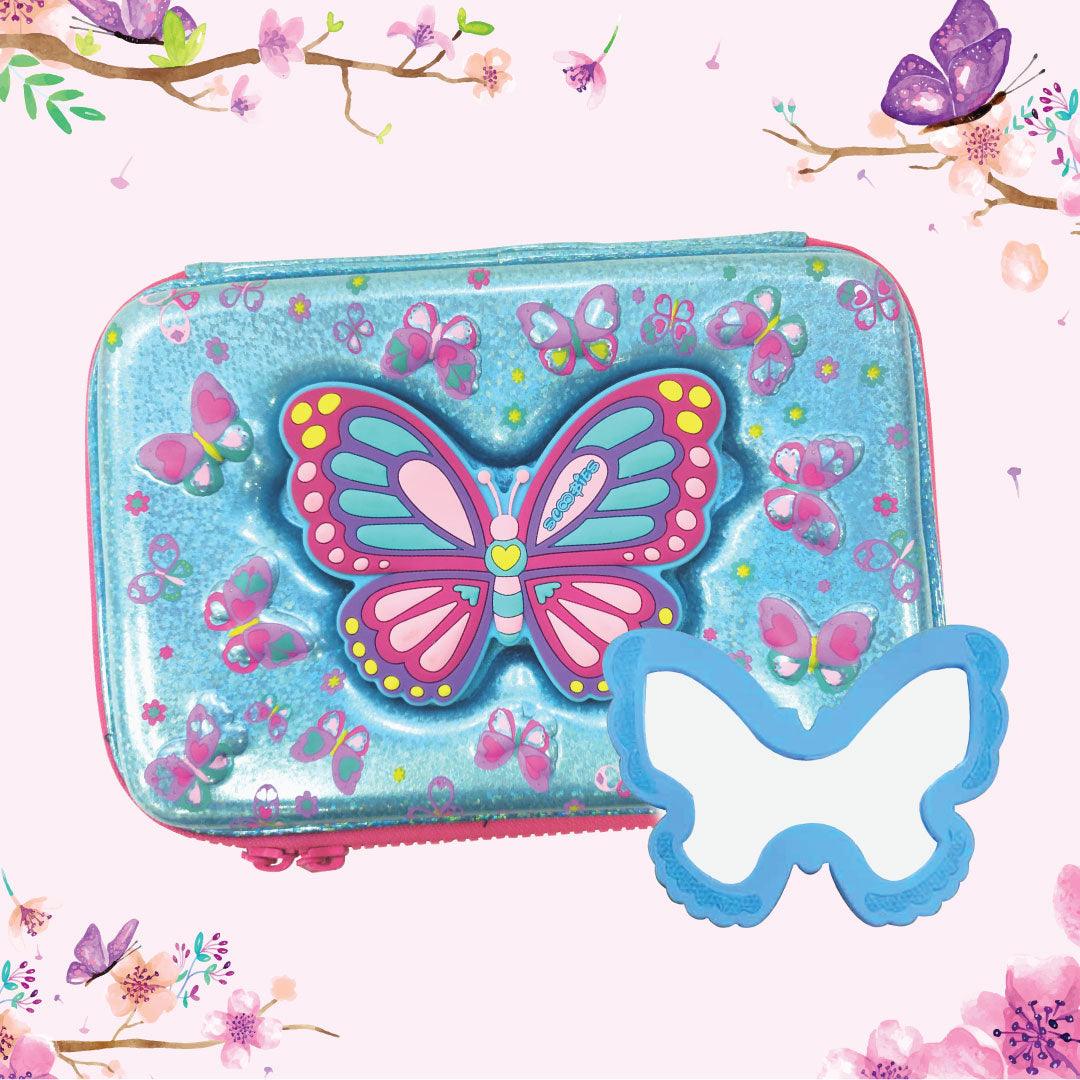 Butterfly Pencil Case | With Detachable Mirror | Multipurpose Pouch | Dazzling Colours - Scoobies